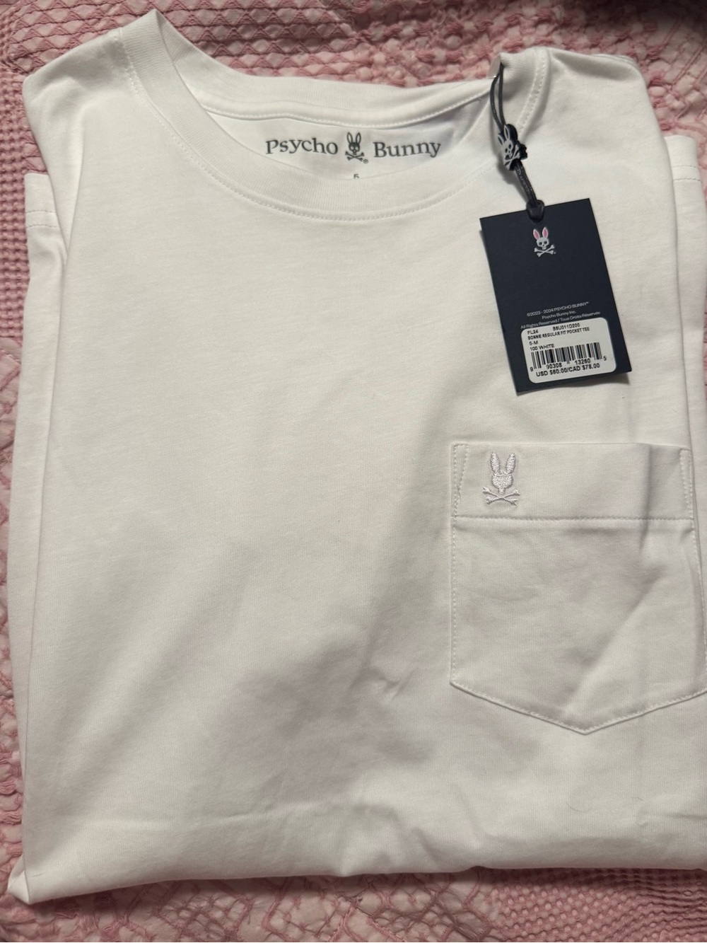 Psycho Bunny White Short Sleeve Pocket Tee